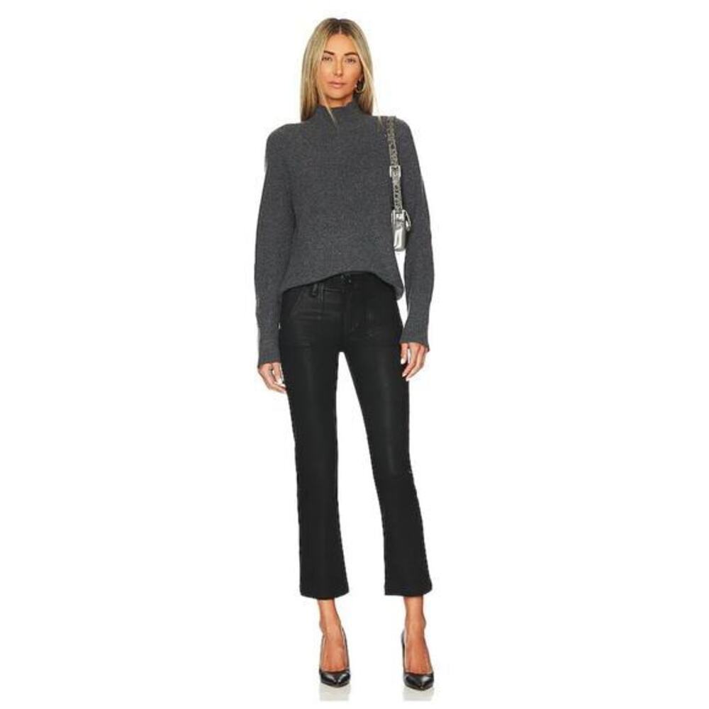 Paige Mayslie Straight Ankle Pants in Black Fog‎ Luxe Coating Size 31